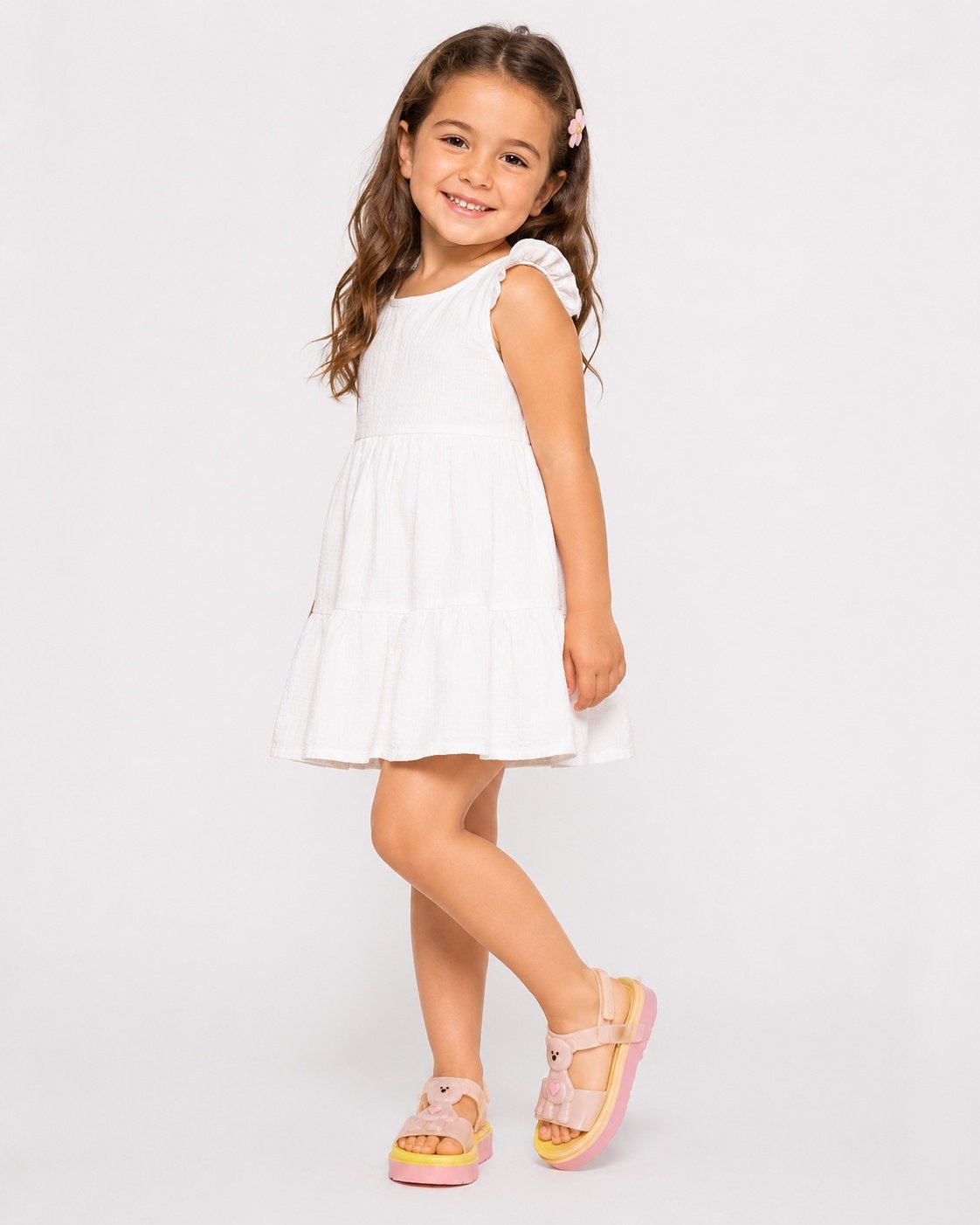 Sandalia Zaxy Infantil Ursinho Nude Claro Glitter Meninas Bege 3