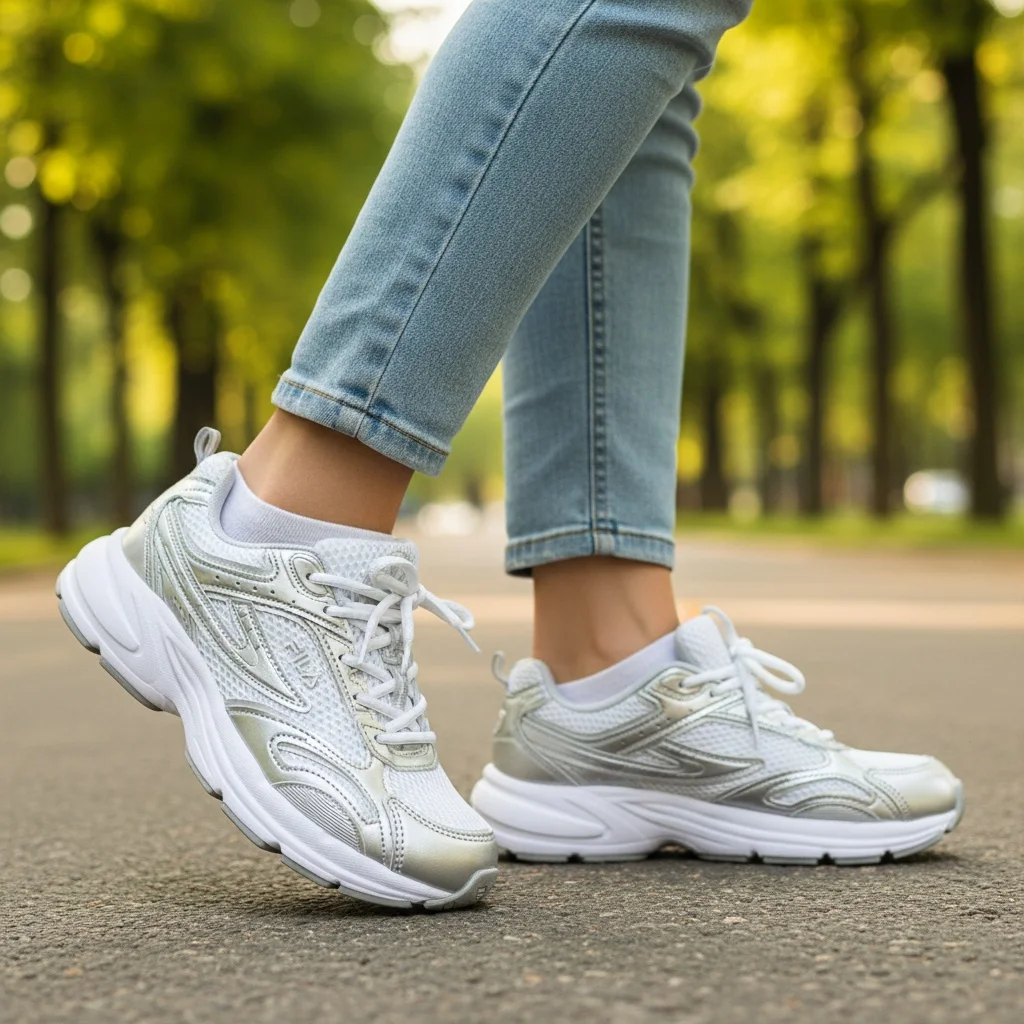 Tenis Feminino Fila Runner 2K Prata Branco Confortavel Leve Prata 2