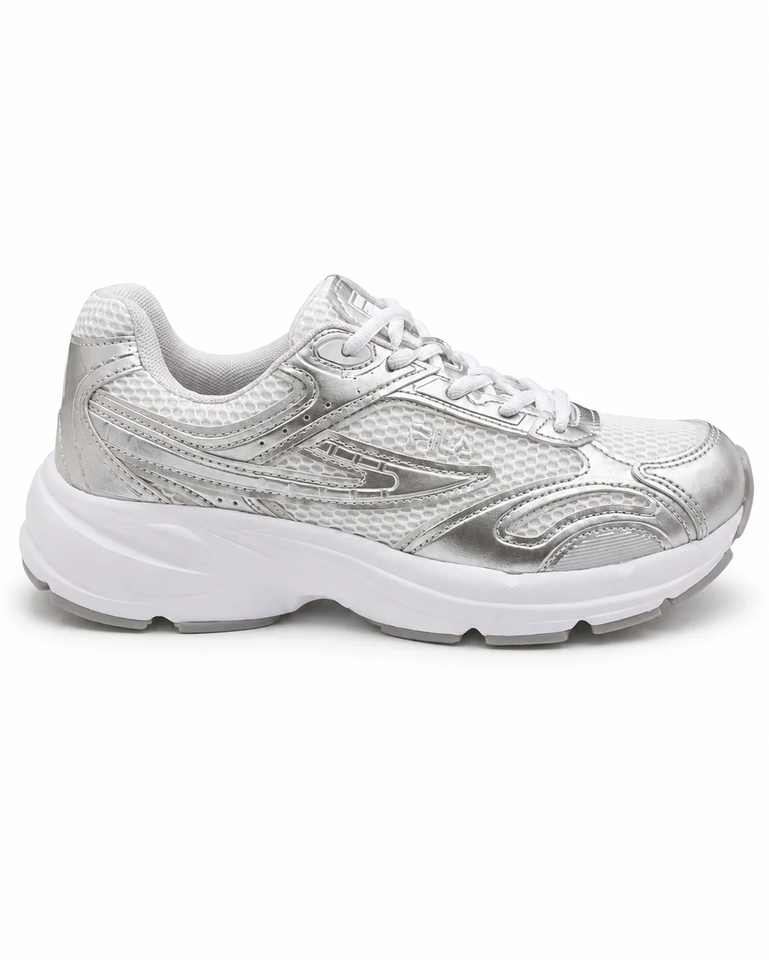 Tenis Feminino Fila Runner 2K Prata Branco Confortavel Leve Prata 4