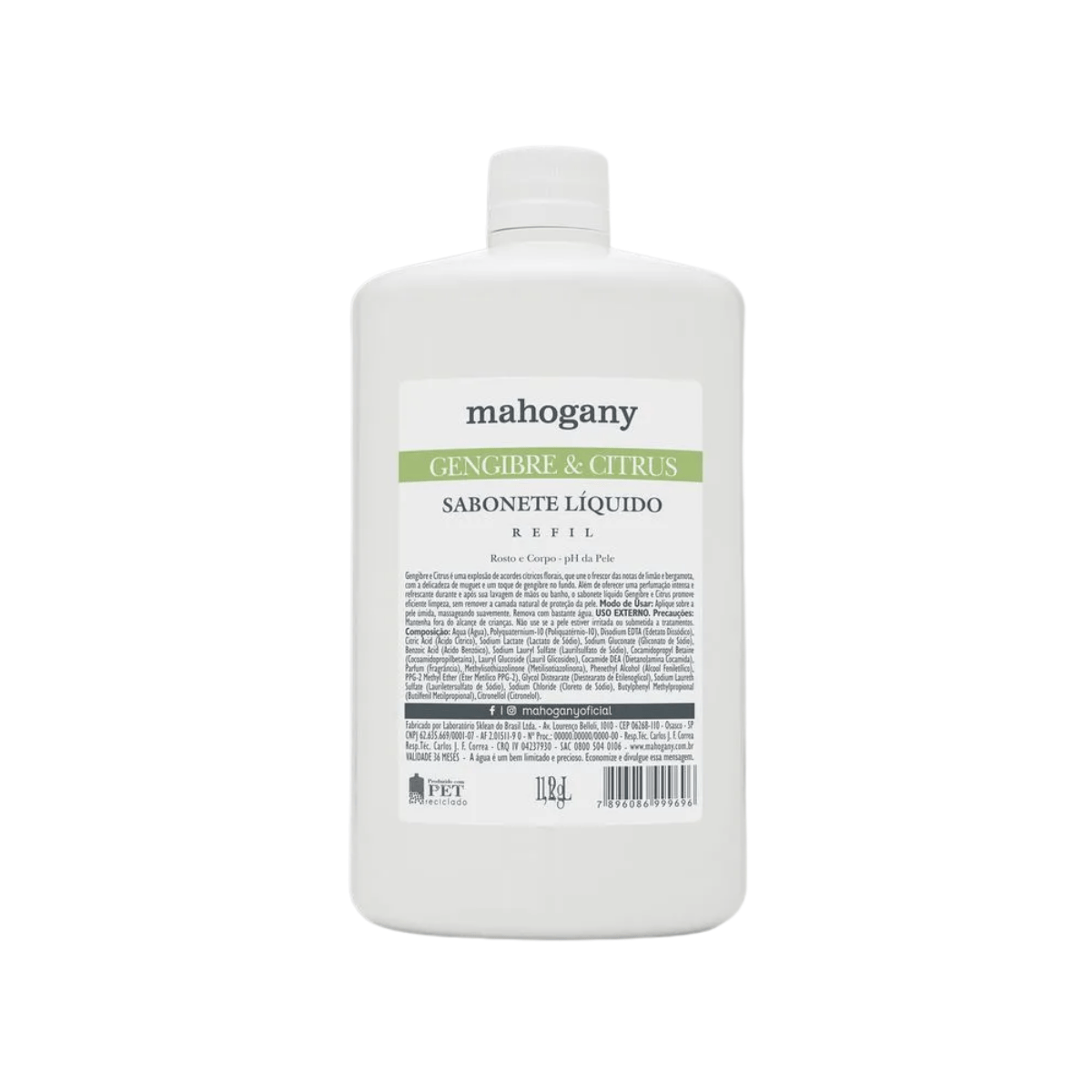 Mahogany Sabonete Liquido Gengibre Citrus Refil Unissex 1,2L