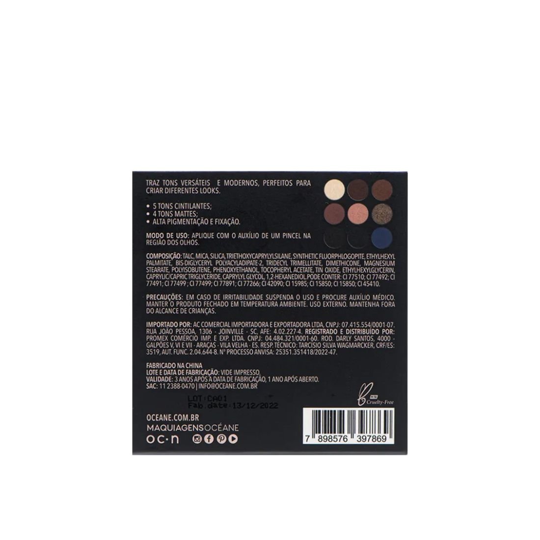 Oceane Edition Pocket Palette - Paleta De Sombras./Casual 7g 6