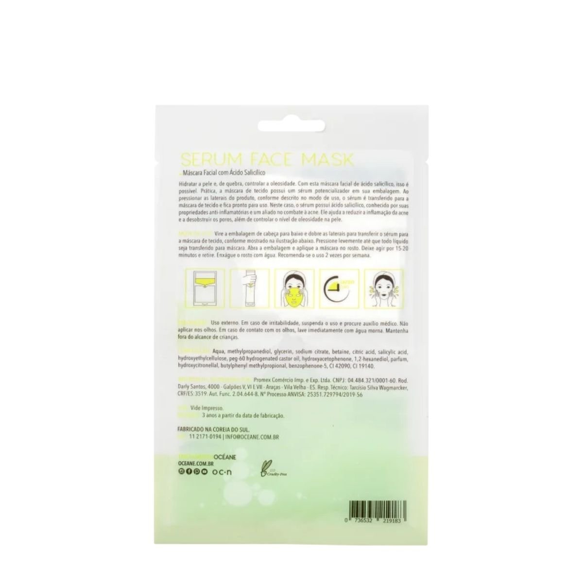 Oceane Mascara Facial com Acido Salicilico - Serum Face Mask - 1un 35ml 2