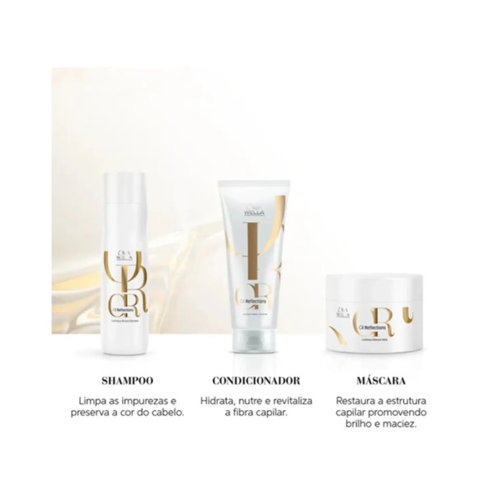 Wella Oil Reflections -Kit Shampoo 250 ml Condicionador 200ml e Mascara 150ml ÚNICO 4