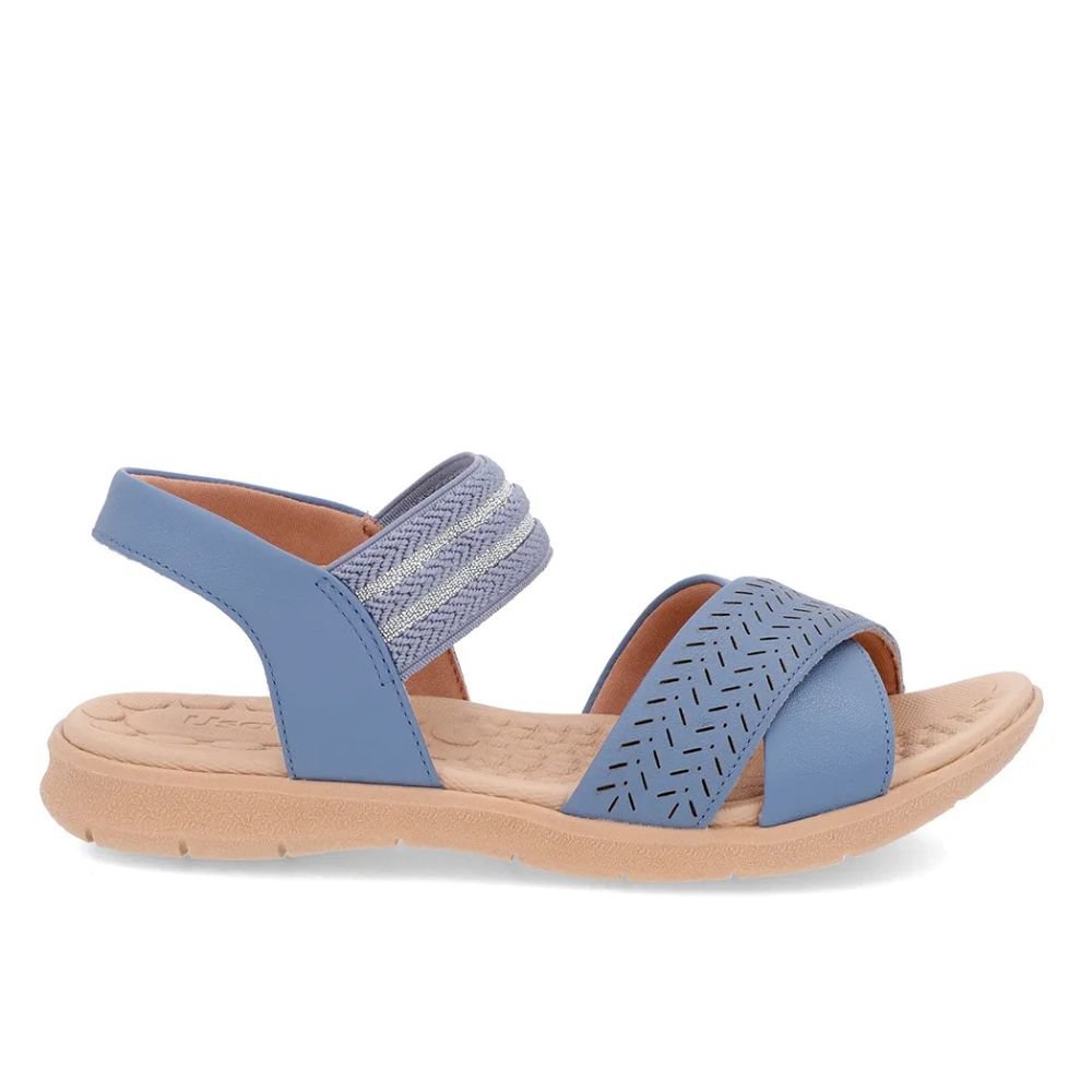 Sandalia Usaflex Feminina Plataforma Baixa Couro PA03001 Azul 1