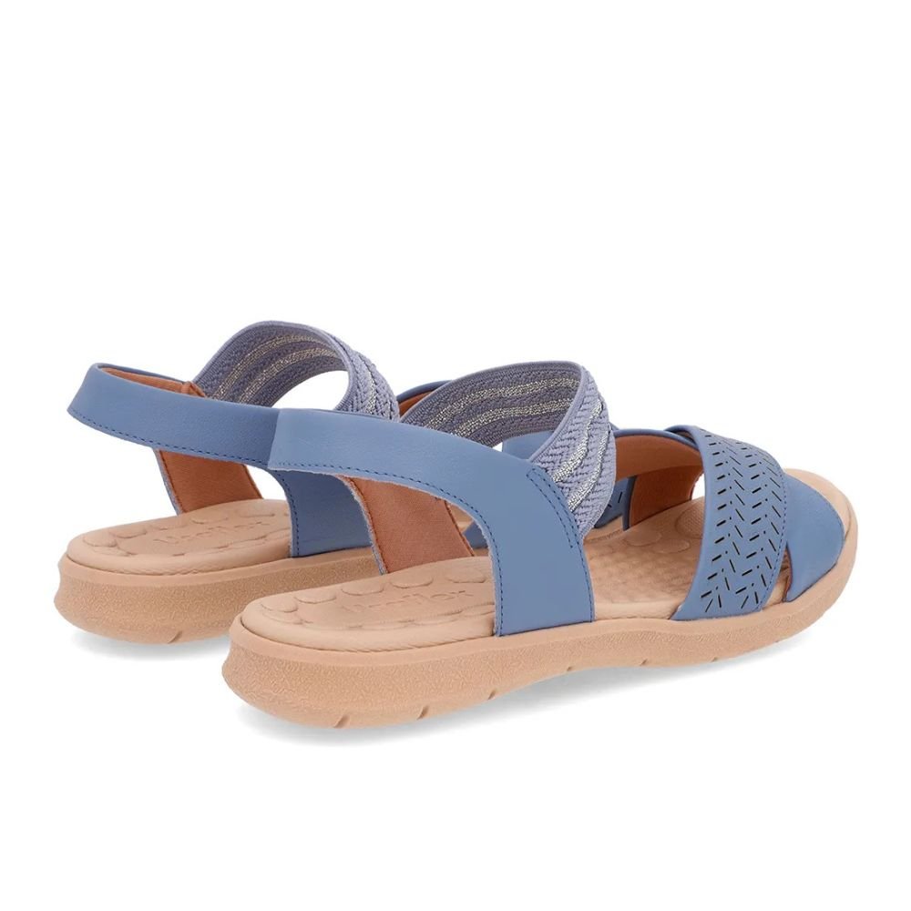 Sandalia Usaflex Feminina Plataforma Baixa Couro PA03001 Azul 2