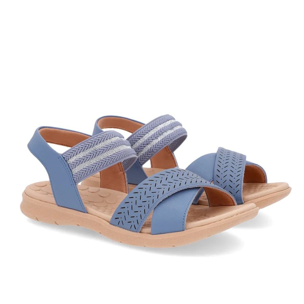 Sandalia Usaflex Feminina Plataforma Baixa Couro PA03001 Azul 3