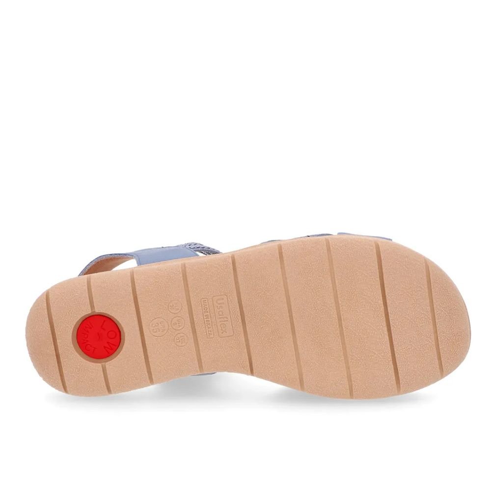 Sandalia Usaflex Feminina Plataforma Baixa Couro PA03001 Azul 5