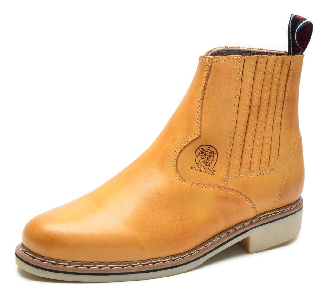 Bota Botina Couro Liso Nobuck Cano Curto Solado Costurado Conforto