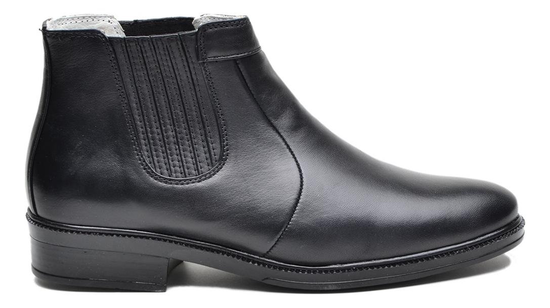 Bota Botina Masculina Chelsea Couro Elastico Conforto Casual