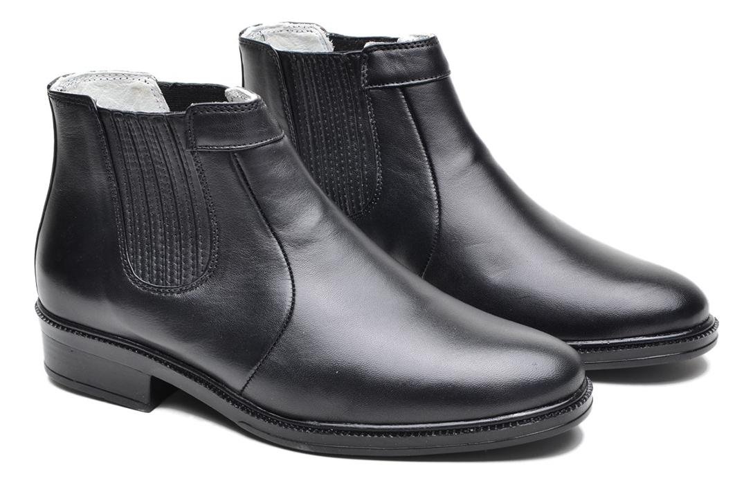 Bota Botina Masculina Chelsea Couro Elastico Conforto Casual Marrom Escuro 3