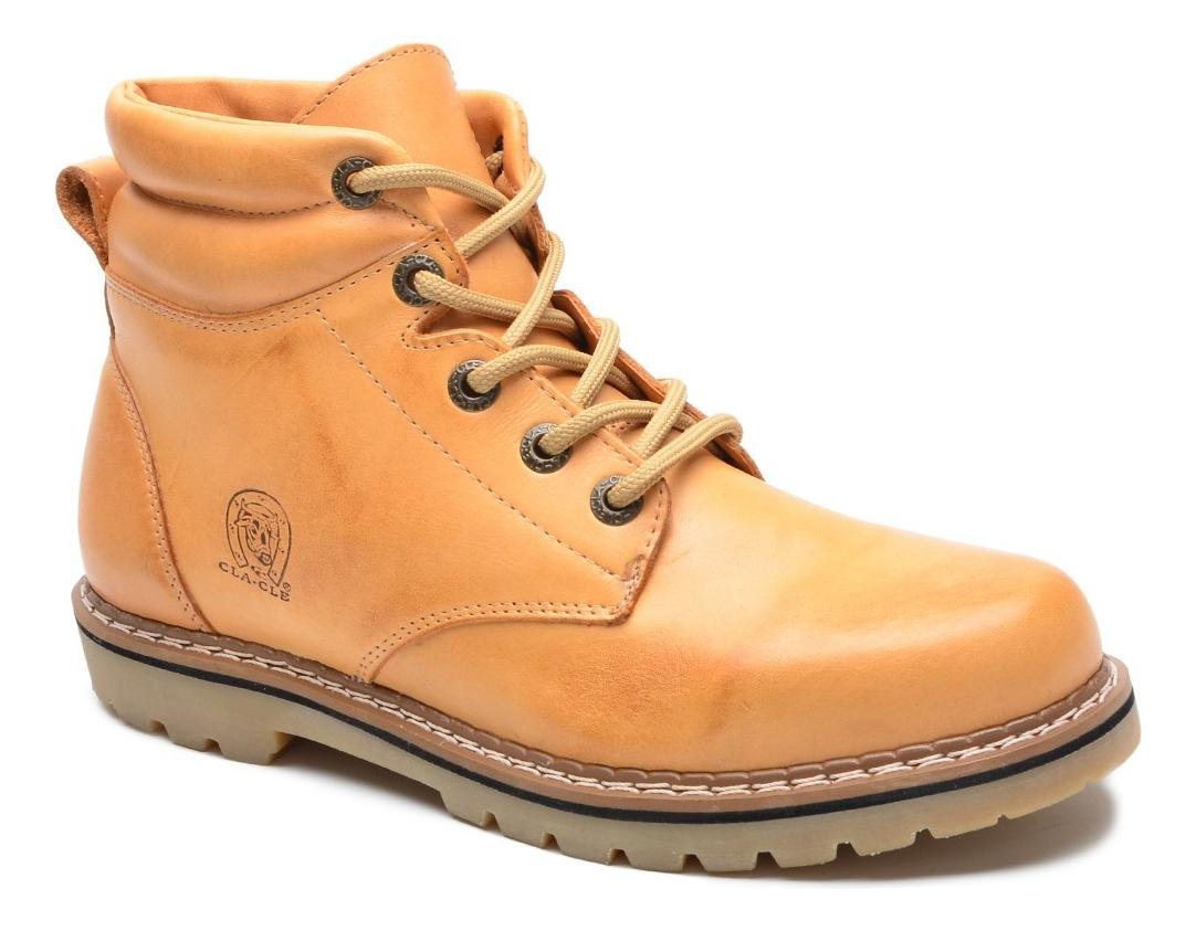Bota Coturno Masculino Couro Casual Solado Tratorado Cano Medio