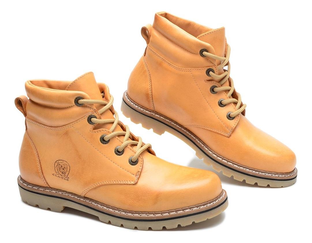 Bota Coturno Masculino Couro Casual Solado Tratorado Cano Medio Bege 4