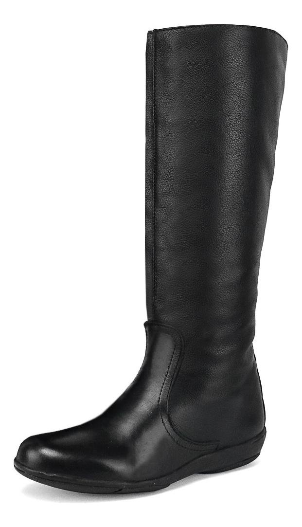 Bota Feminina Montaria Couro Ziper Lateral Ajuste na Panturrilha Conforto Preto 3