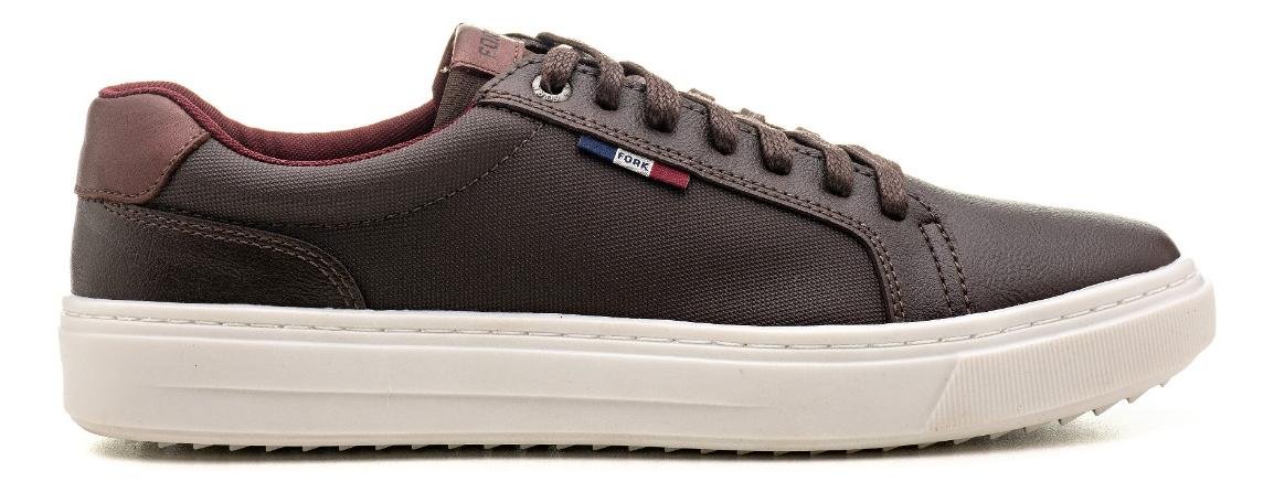 Tenis Masculino Studio Solado Costurado Conforto Estilo Marrom Escuro 2