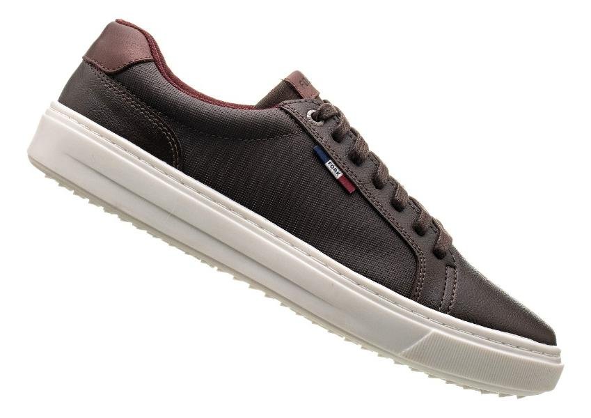 Tenis Masculino Studio Solado Costurado Conforto Estilo Marrom Escuro 3