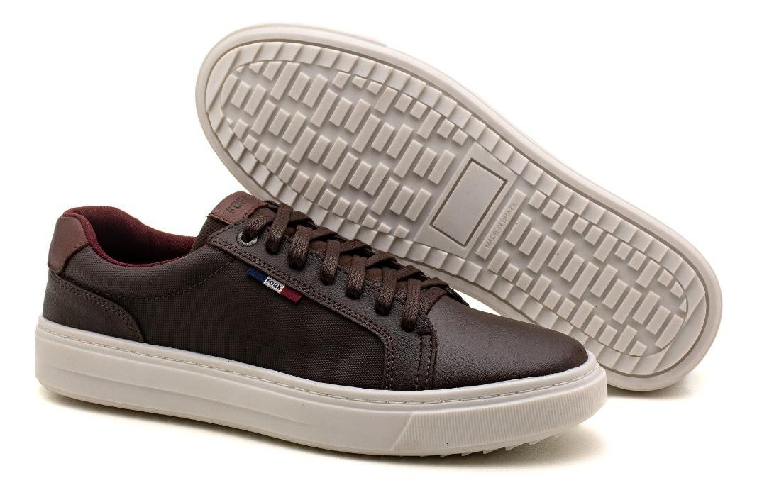 Tenis Masculino Studio Solado Costurado Conforto Estilo Marrom Escuro 4