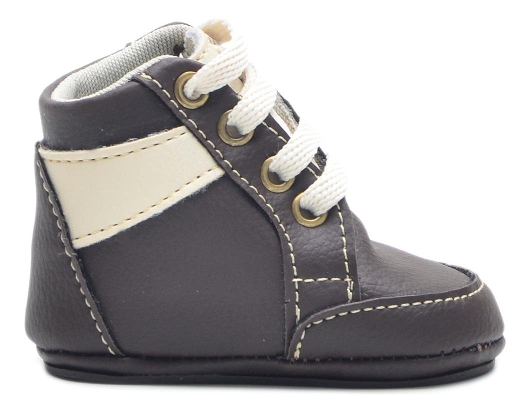 Tenis Infantil Cano Alto Bebe Cadarco Estilo Conforto Marrom Escuro 3