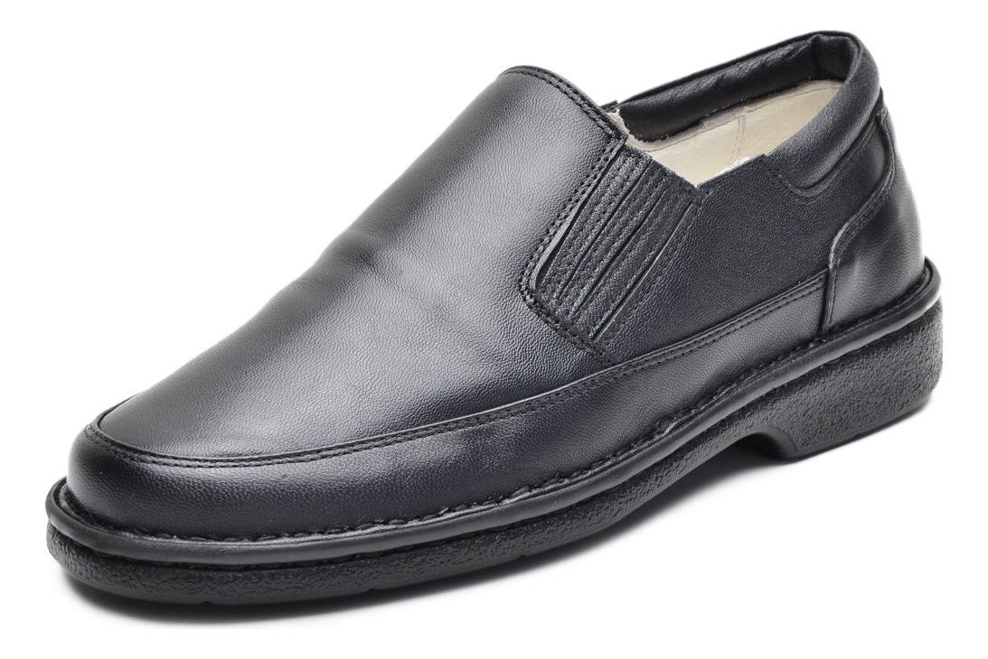 Sapato Social Masculino Couro Elastico Lateral Liso Casual