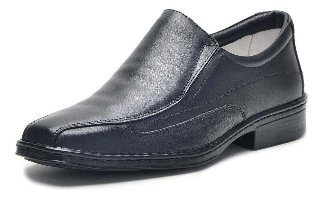 Sapato Social Masculino Couro Elastico Lateral Conforto Preto 2