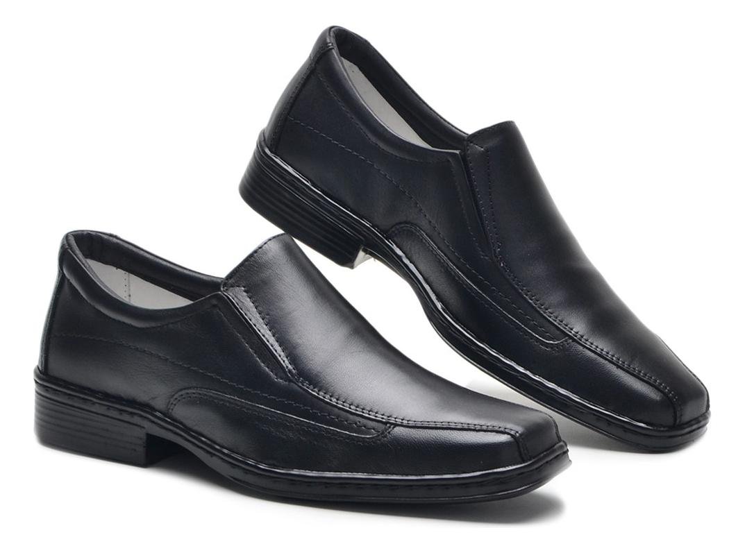 Sapato Social Masculino Couro Elastico Lateral Conforto Preto 3