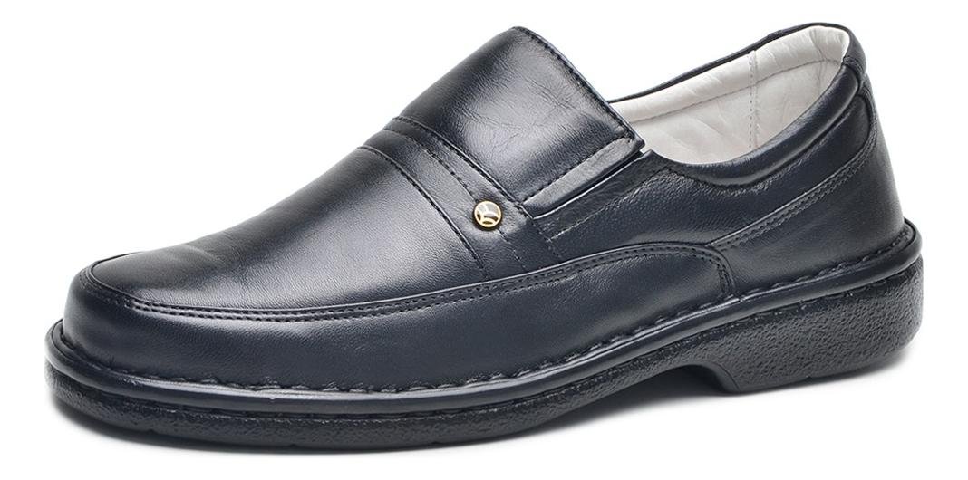 Sapato Social Masculino Couro com Elastico Lateral Casual Preto 2