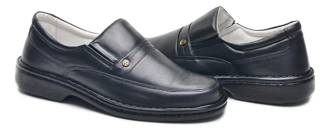 Sapato Social Masculino Couro com Elastico Lateral Casual Preto 3
