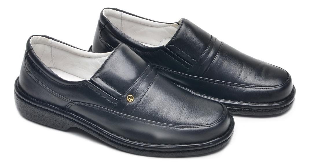 Sapato Social Masculino Couro com Elastico Lateral Casual Preto 4