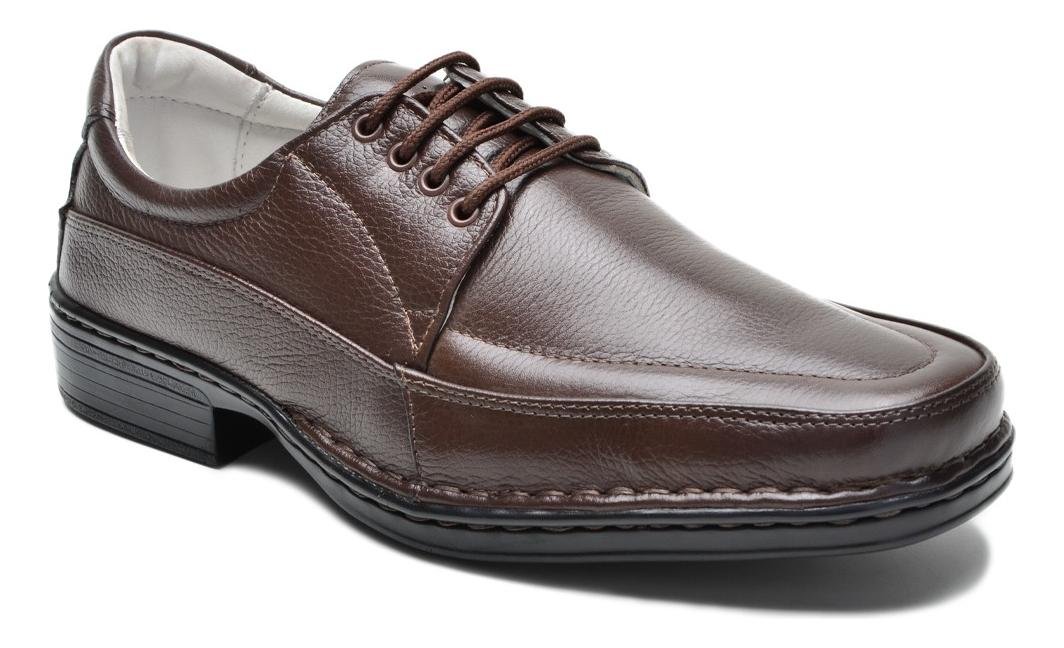 Sapato Social Couro Masculino Elastico Lateral Liso Casual Marrom Escuro 2