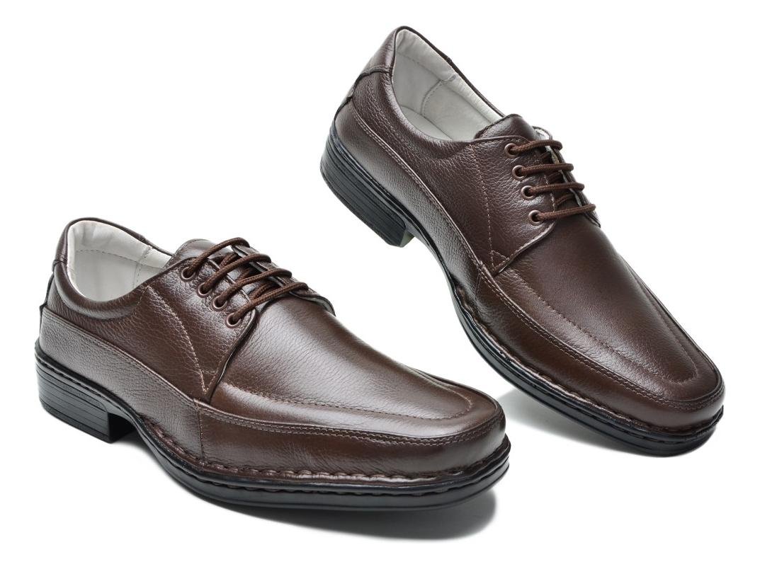 Sapato Social Couro Masculino Elastico Lateral Liso Casual Marrom Escuro 4