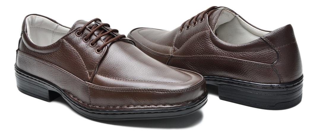 Sapato Social Couro Masculino Elastico Lateral Liso Casual Marrom Escuro 5