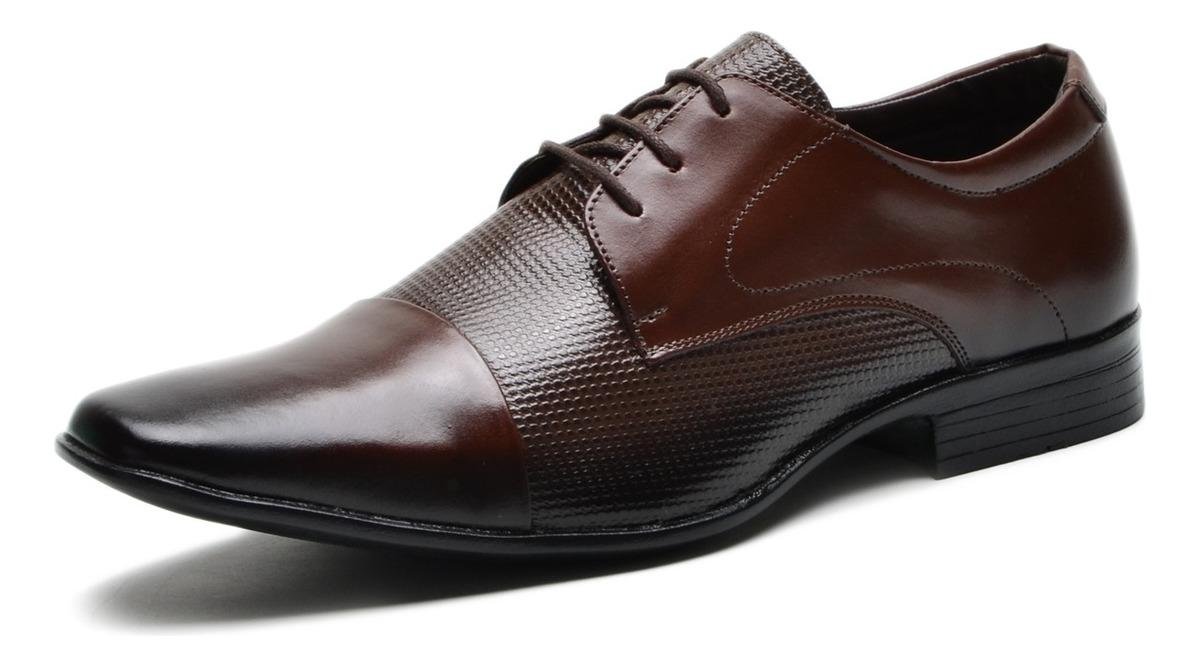 Sapato Social Masculino Couro Cadarco Solado Conforto Marrom Escuro 2