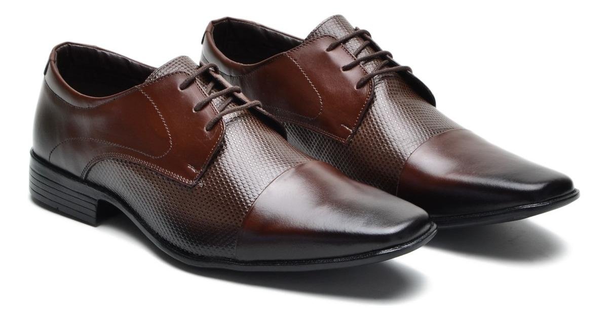 Sapato Social Masculino Couro Cadarco Solado Conforto Marrom Escuro 3