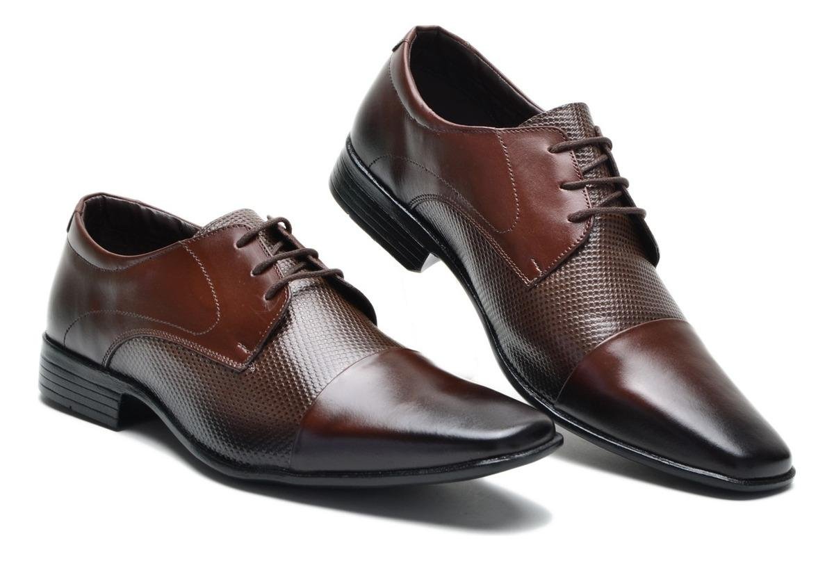 Sapato Social Masculino Couro Cadarco Solado Conforto Marrom Escuro 4