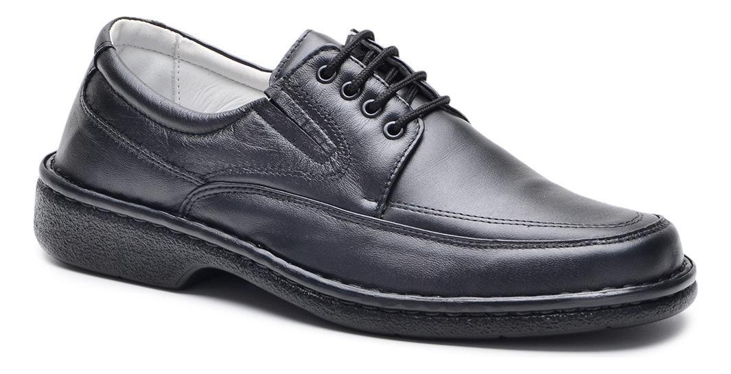 Sapato Social Masculino Couro Amarrador Conforto Casual Preto 2