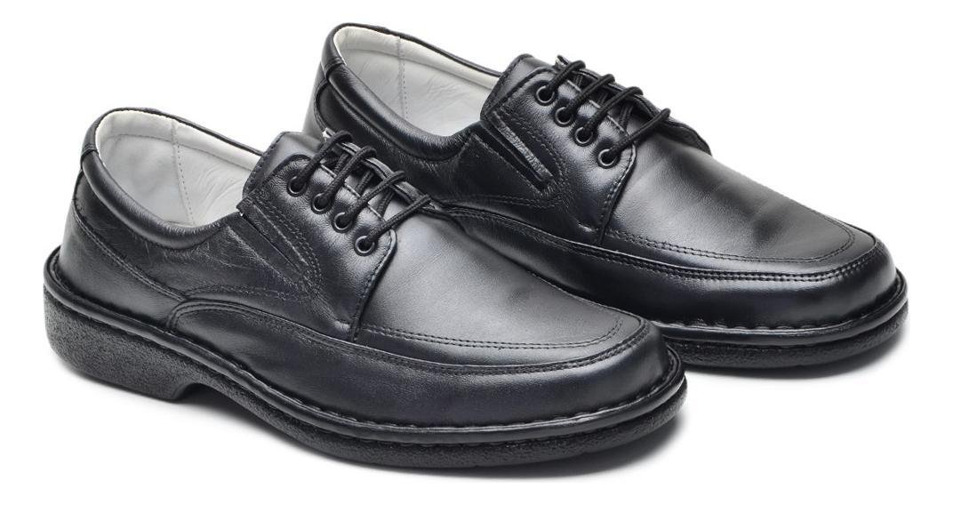 Sapato Social Masculino Couro Amarrador Conforto Casual Preto 3