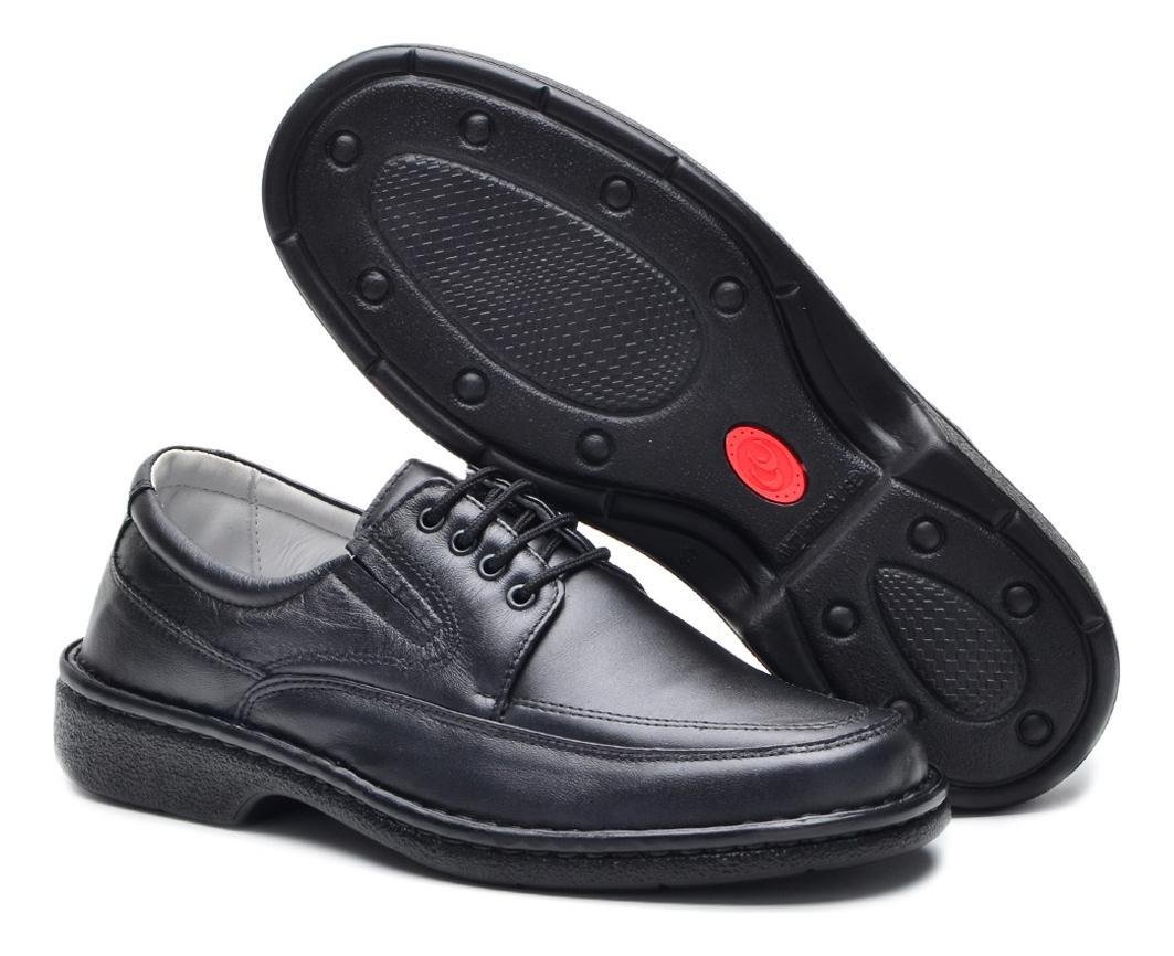 Sapato Social Masculino Couro Amarrador Conforto Casual Preto 5