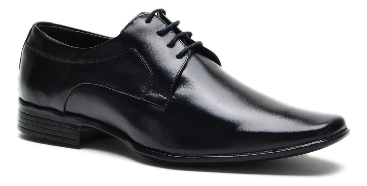 Sapato Social Masculino Couro com Cadarco Solado Costurado Casual Preto 2