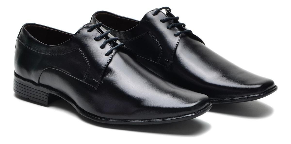 Sapato Social Masculino Couro com Cadarco Solado Costurado Casual Preto 3
