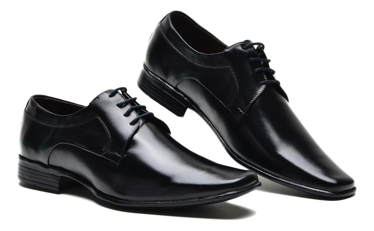 Sapato Social Masculino Couro com Cadarco Solado Costurado Casual Preto 4