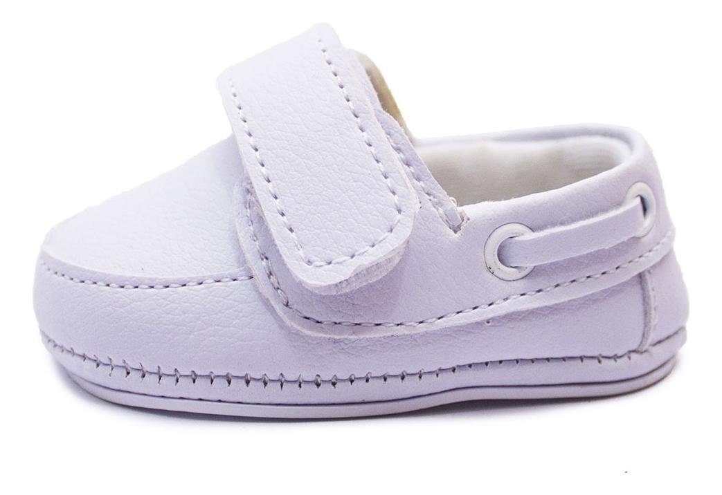 Sapato Mocassim Infantil Bebe Tiras Aderentes Conforto Branco 3