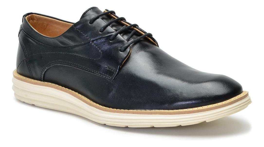 Sapato Masculino Casual Couro Solado Leve Conforto Preto 2