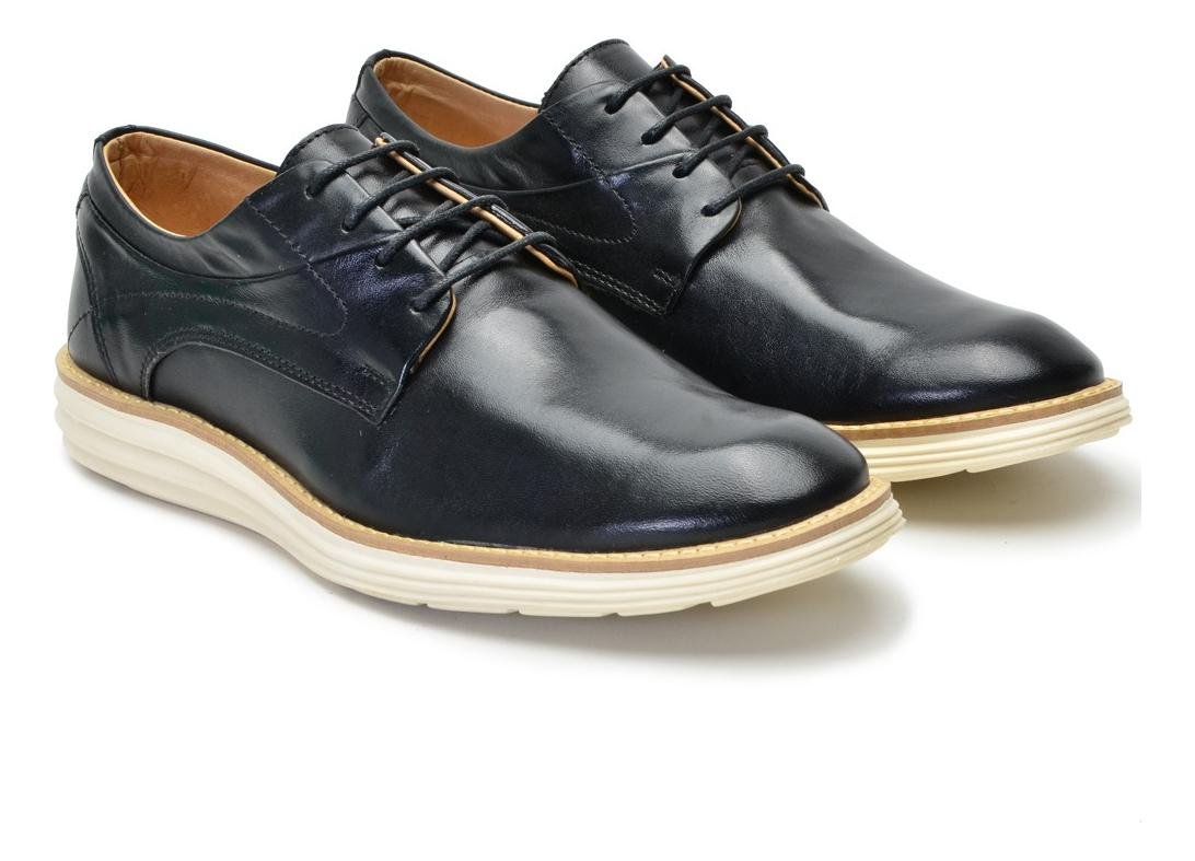 Sapato Masculino Casual Couro Solado Leve Conforto Preto 3