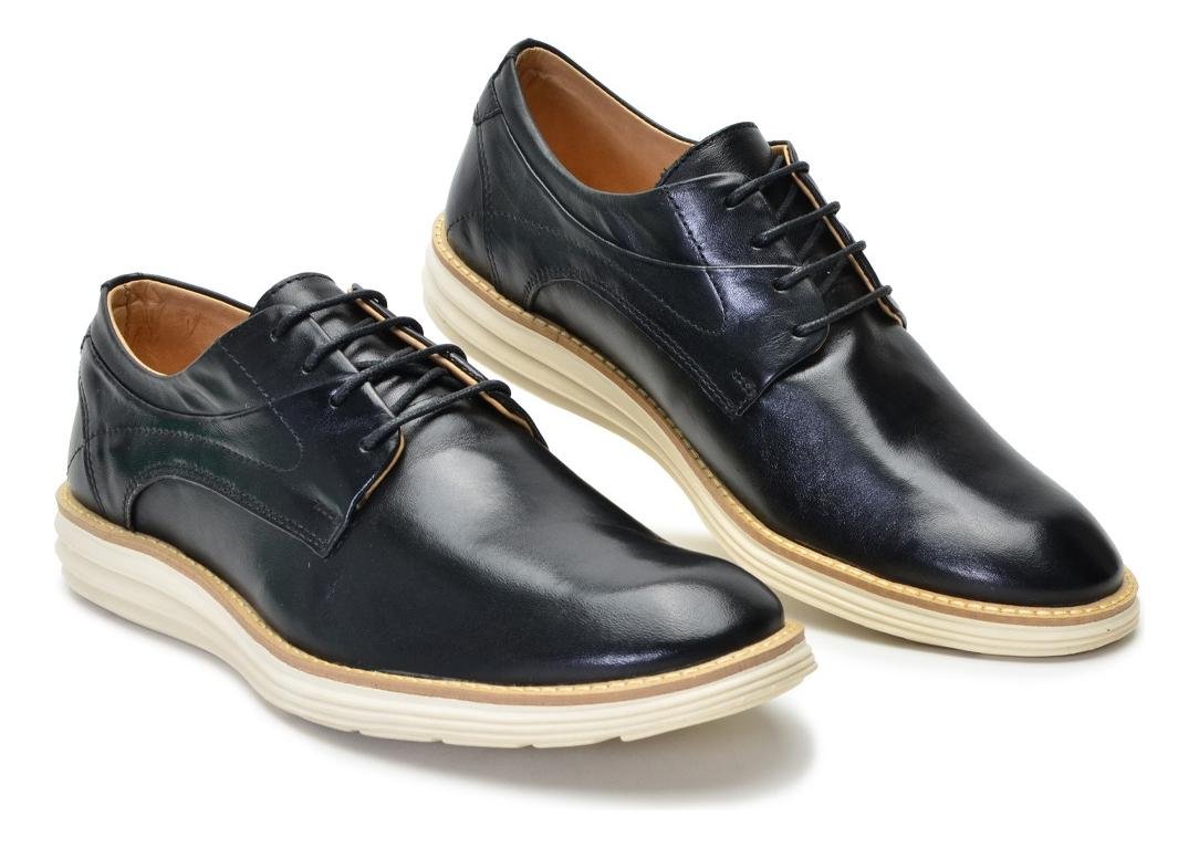 Sapato Masculino Casual Couro Solado Leve Conforto Preto 4