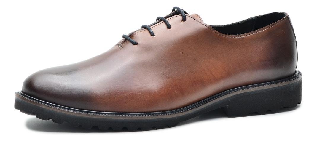 Sapato Masculino Oxford Social em Couro com Solado Leve Conforto Estilo Marrom Escuro 2