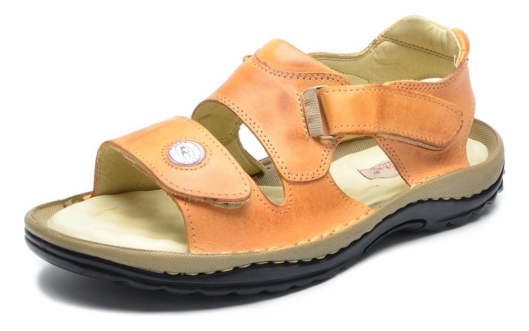 Sandalia Masculina Couro Elastico Estilo Conforto Casual