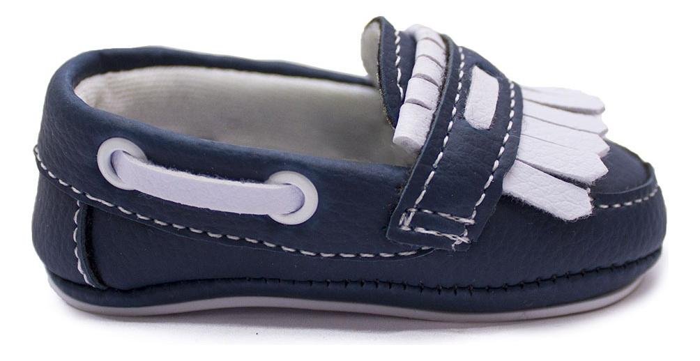 Sapato Mocassim Menino Franjas Casual Conforto Azul Escuro 2