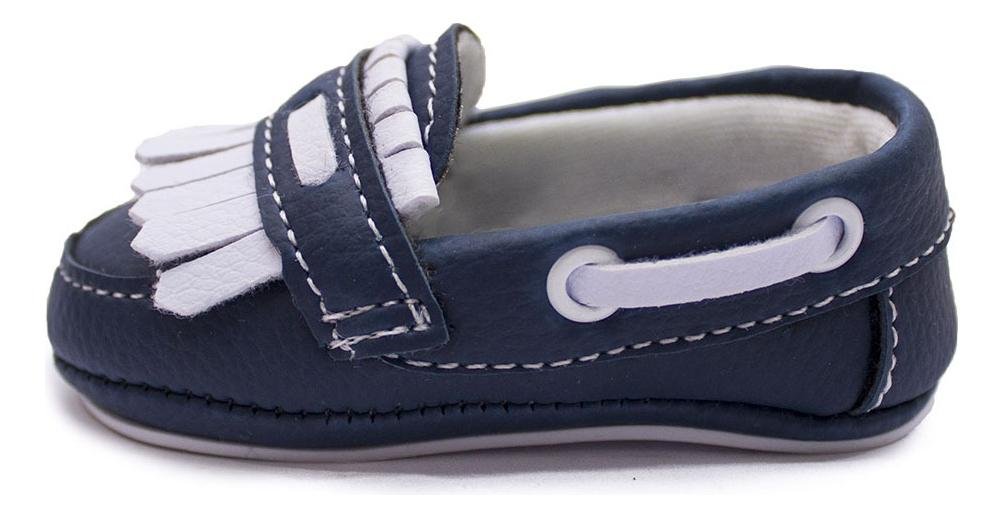 Sapato Mocassim Menino Franjas Casual Conforto Azul Escuro 3
