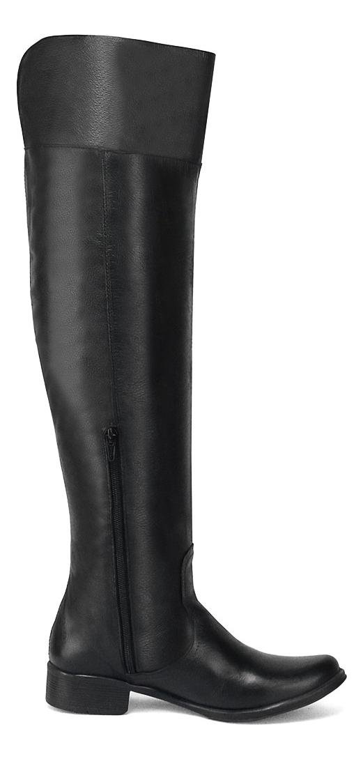 Bota Feminina Over The Knee Couro Cano Longo Conforto Preto 3