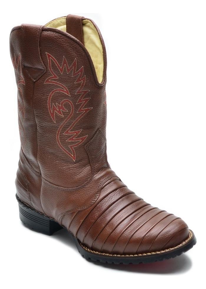 Bota Texana Masculina Country Couro Latego Bordado Tradicional Conforto