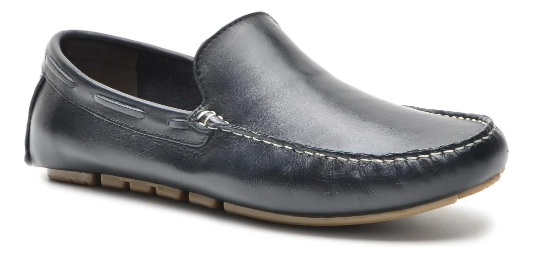 Mocassim Masculino Casual Estilo Drive Couro Confortavel Preto 2